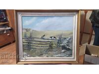 Έργο ζωγραφικής με λάδι, φάσερ, σε πλέγμα