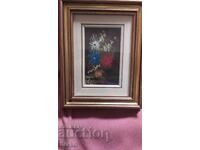 Oil painting on primed fiberboard, beautiful massive frame