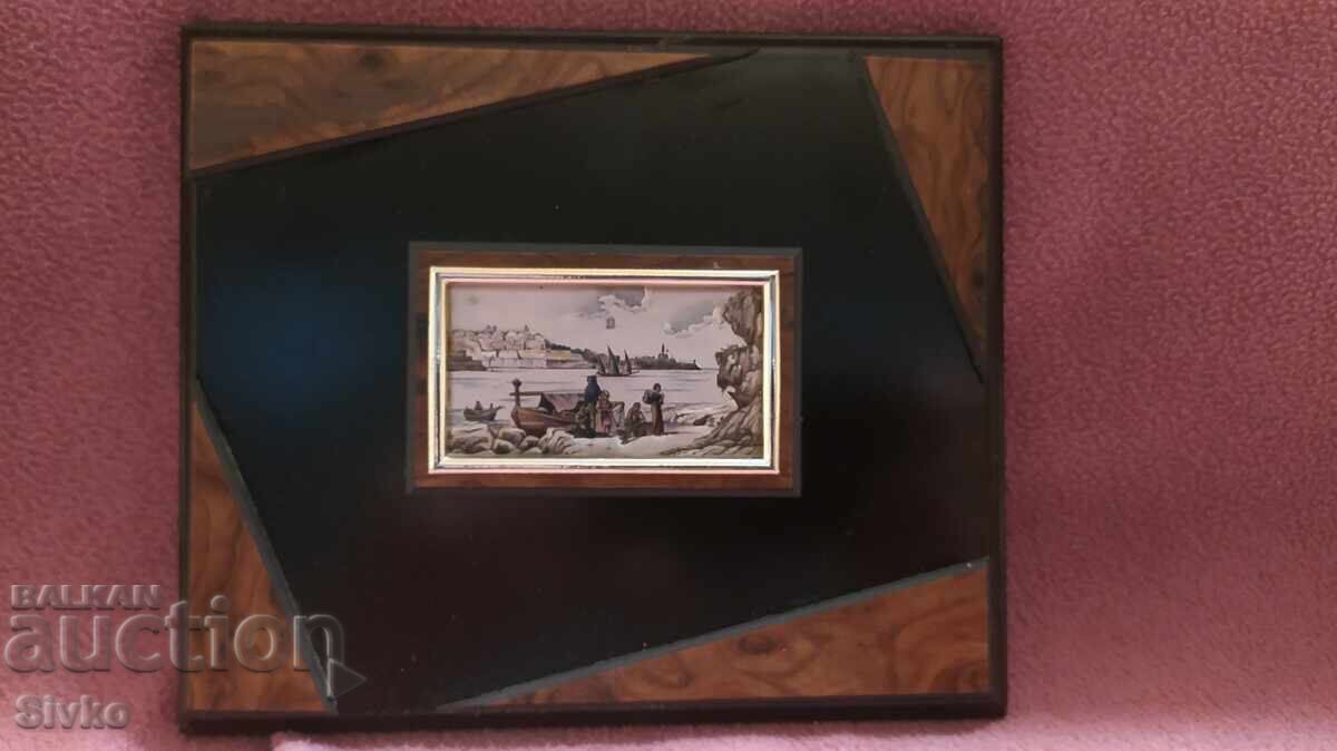 Картина върху сребро, интересна рамка, сертификат