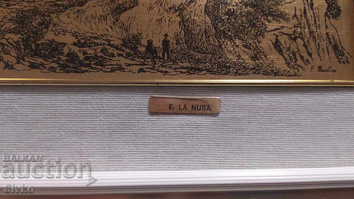 Μεγάλος πίνακας σε χρυσό με κορνίζα, τοπίο - 5