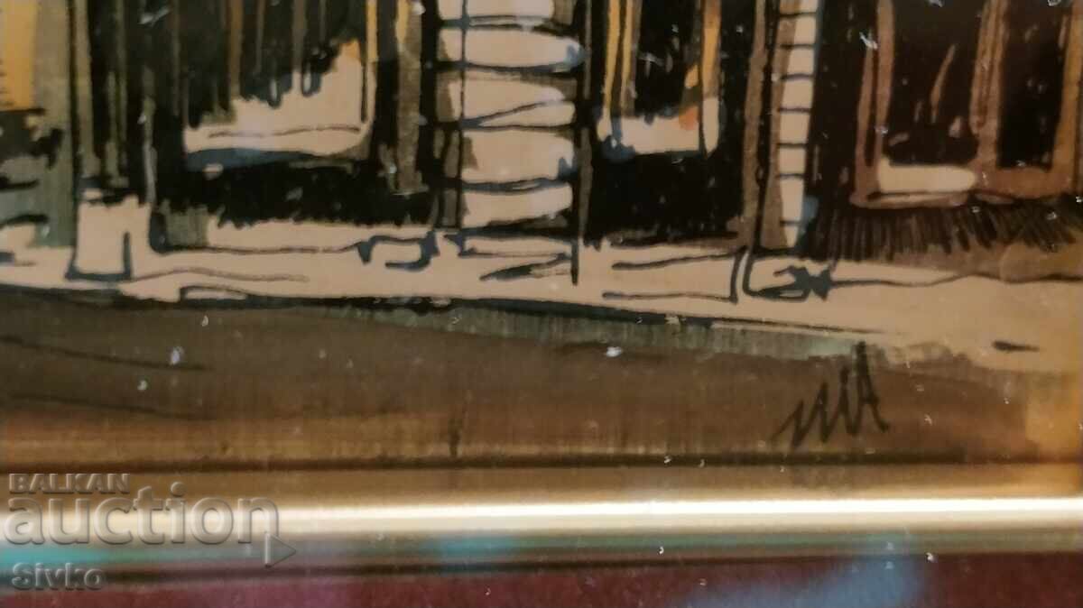 Tablou pe aur mare cu ramă Peisaj urban - 5