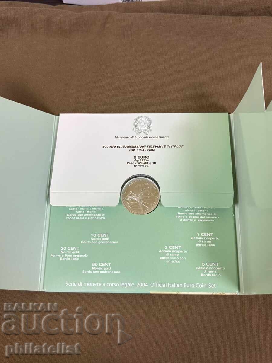 Ιταλία 2004 - Τραπεζικό σετ Ευρώ + 5 ευρώ, 9 νομίσματα BU με τιμή 100.00 BGN | € 51.13