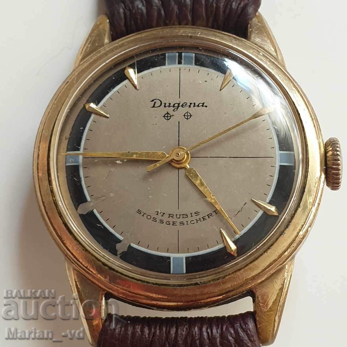 Auction  Star pozlaten mehanichen chasovnik Dugena