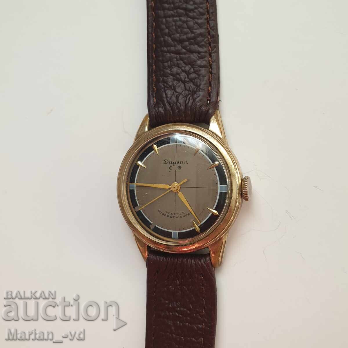 Star pozlaten mehanichen chasovnik Dugena - 6