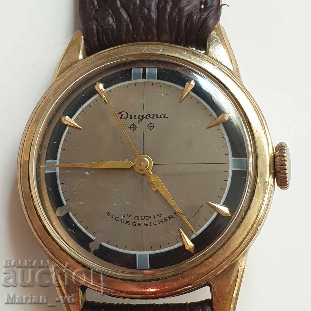 Star pozlaten mehanichen chasovnik Dugena