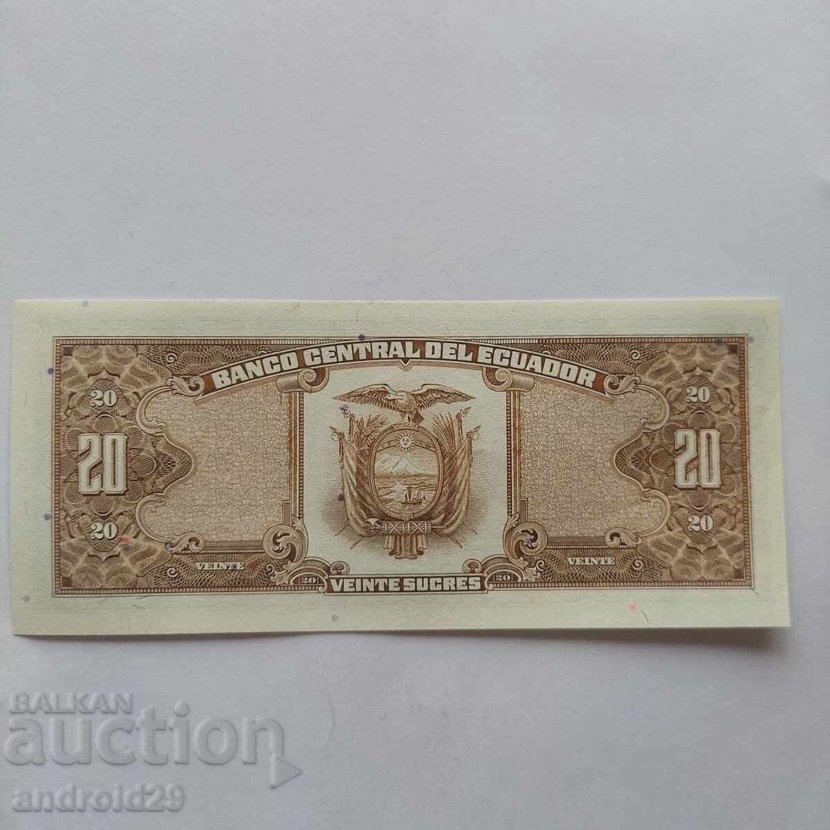 20 Sucres 1999 Ecuador - Banknote UNC with price 8.00 BGN | € 4.09 20 Sucres 1999 Ecuador - Banknote UNC with price 8.00 BGN | € 4.09