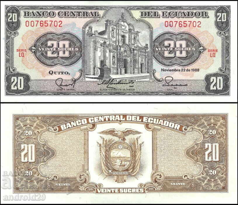 20 Σουκρές/Sucres 1999 εκ. ΕΚΟΥΑΔΟΡ/ ECUADOR - Τραπεζογραμμάτιο UNC