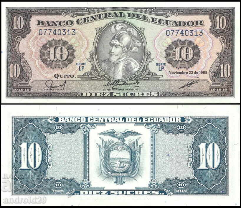 10 Σουκρές/Sucres 1988 ΕΚΟΥΑΔΟΡ/ ECUADOR - Τραπεζογραμμάτιο UNC