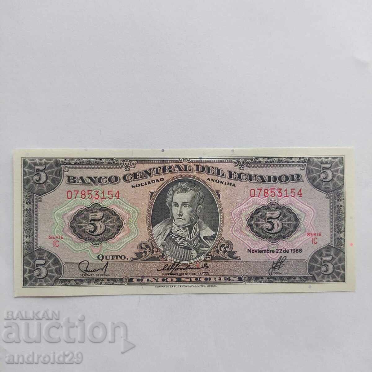 5 Sucres 1999, ECUADOR - Banknote UNC