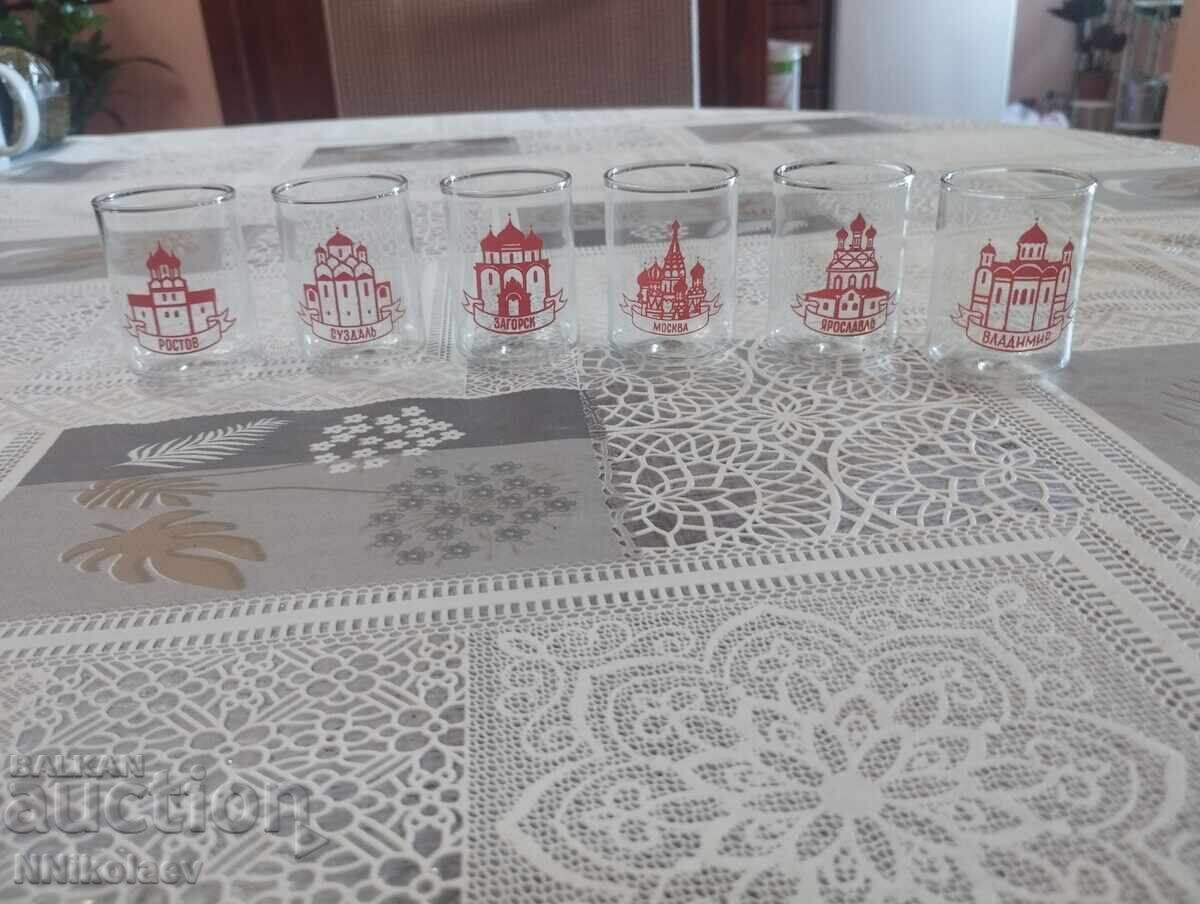 Комплект сервиз 6 стъклени чаши Клинский сувенир СССР - 5 Комплект сервиз 6 стъклени чаши Клинский сувенир СССР - 5