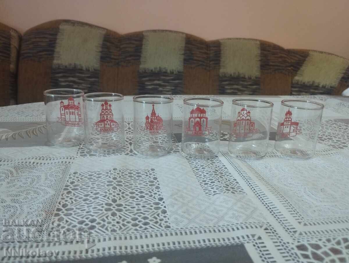 Комплект сервиз 6 стъклени чаши Клинский сувенир СССР - 6 Комплект сервиз 6 стъклени чаши Клинский сувенир СССР - 6