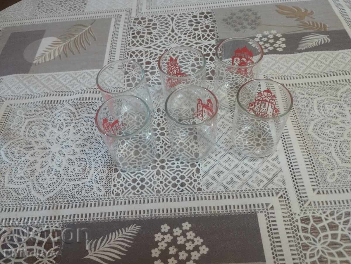 Комплект сервиз 6 стъклени чаши Клинский сувенир СССР - 7 Комплект сервиз 6 стъклени чаши Клинский сувенир СССР - 7