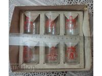 Set de servire 6 pahare de sticlă Klinski suvenir URSS