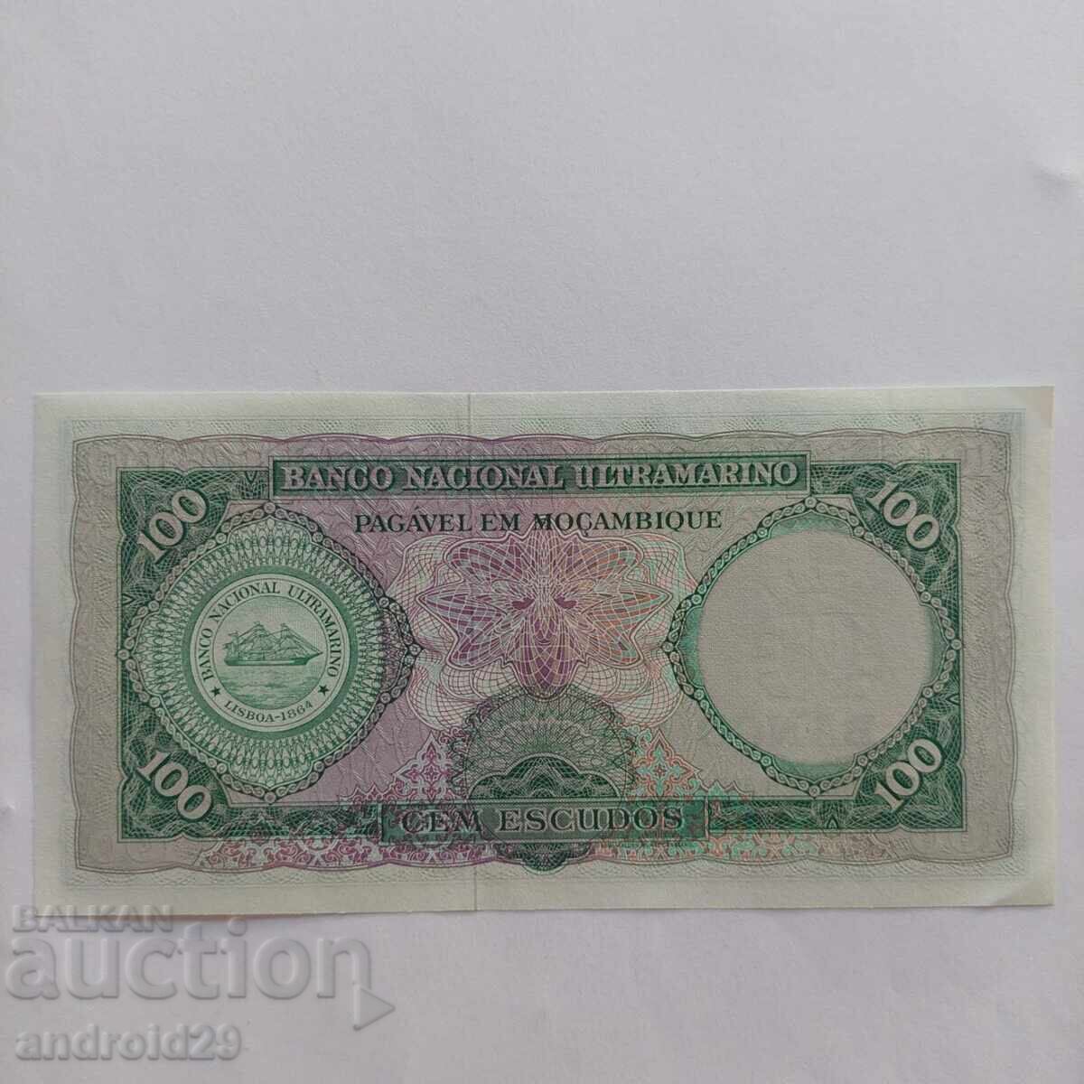 100 Escudos 1961 Mozambique - Banknote UNC with price 3.00 BGN | € 1.53