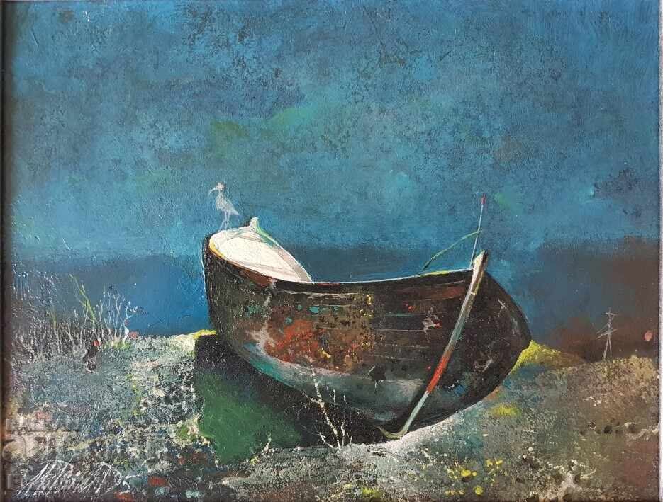 Μίτκο Ντιμιτρόφ 1946-2022 Βάρκα δίπλα στη θάλασσα 1995 με τιμή 850.00 BGN | € 434.60
