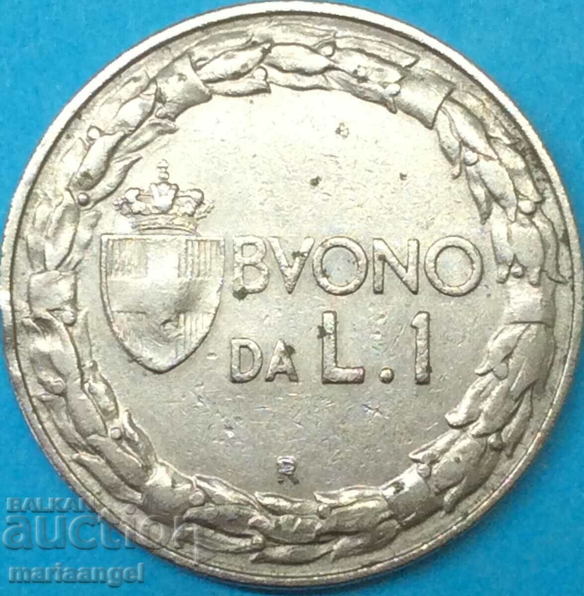 1 Λίρα 1924 Ιταλία με τιμή 5.00 BGN | € 2.56