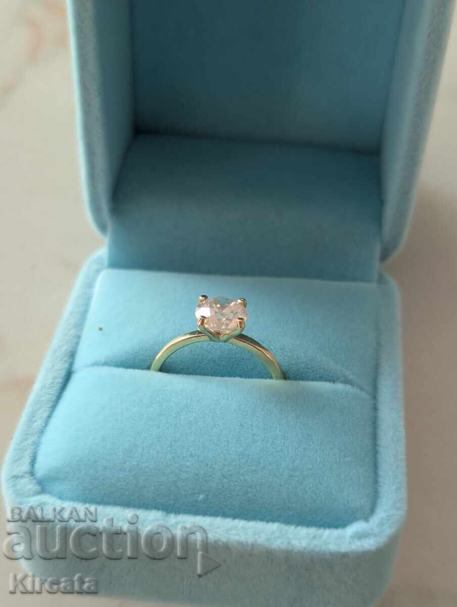 Νέο χρυσό δαχτυλίδι με φυσικό διαμάντι 1.53 ct. Πιστοποιητικό με τιμή 1400.00 BGN | € 715.81