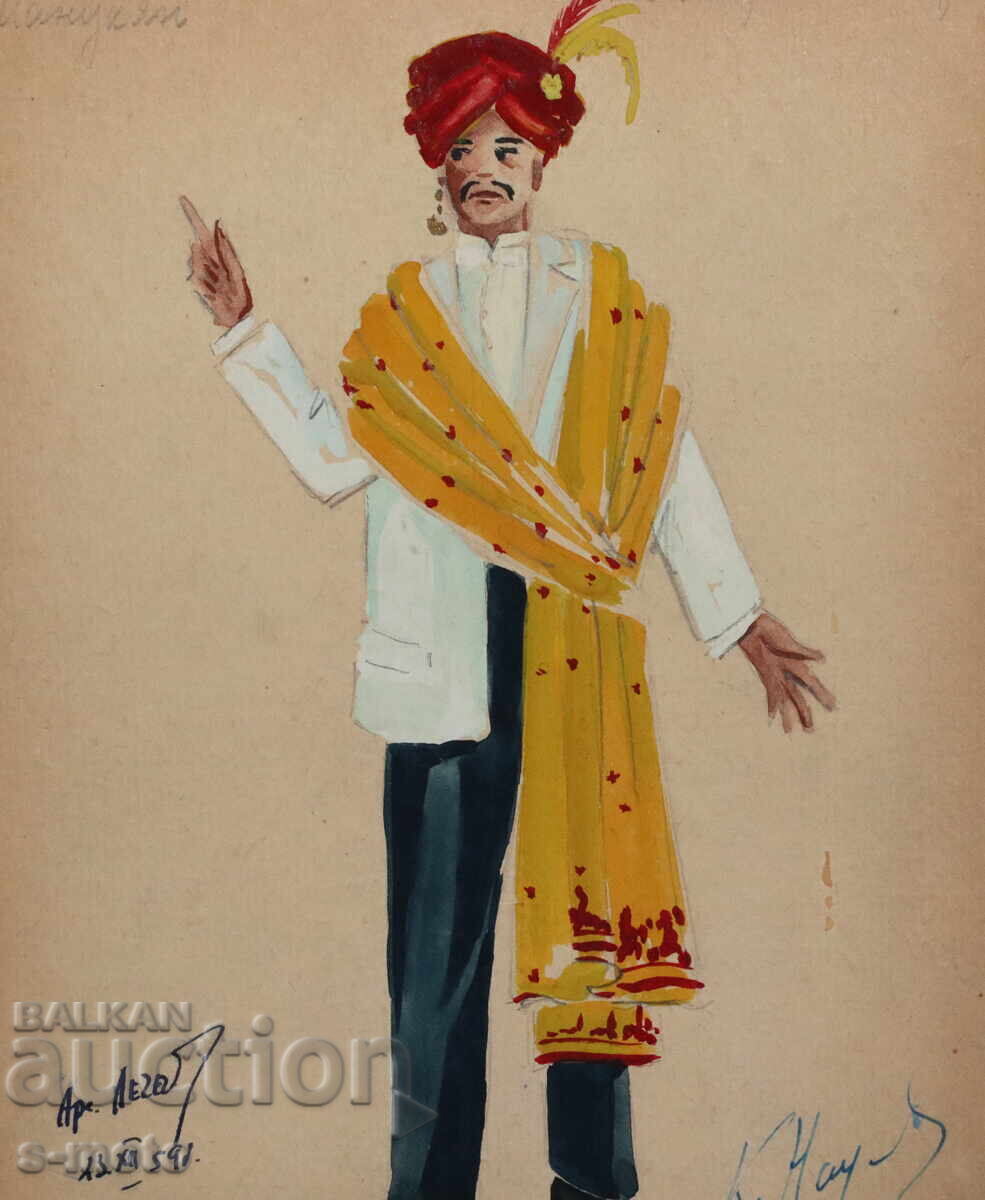 Πίνακας γκουάς σκηνογραφία, μπαλέτο, σχέδιο κοστουμιών 1959 - 5