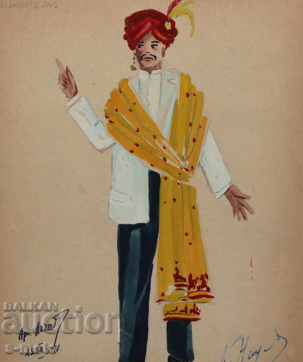 Πίνακας γκουάς σκηνογραφία, μπαλέτο, σχέδιο κοστουμιών 1959 - 6