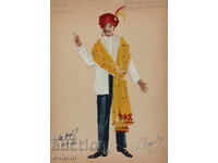 Πίνακας γκουάς σκηνογραφία, μπαλέτο, σχέδιο κοστουμιών 1959