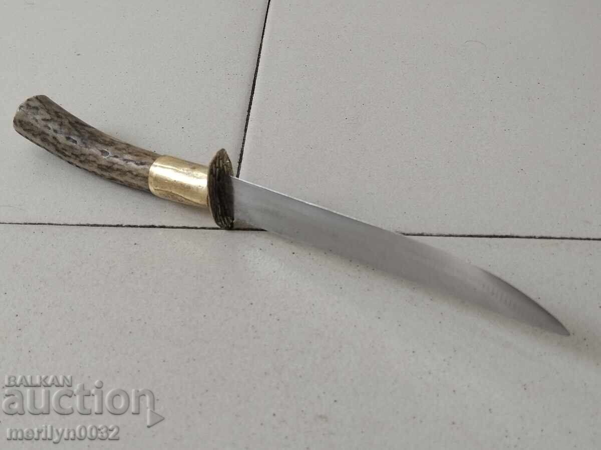 Delivery of Hunting knife with sheath, deer antler handle