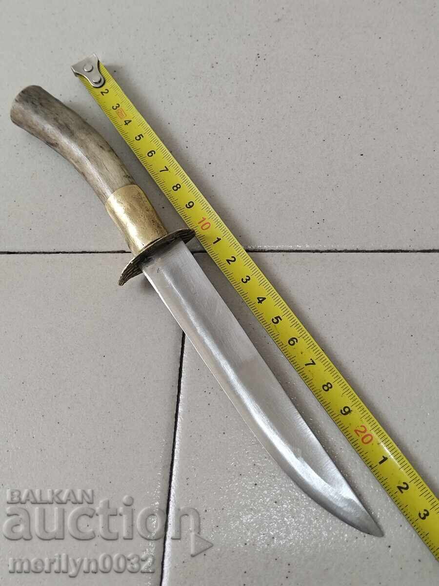 Cuțit de vânătoare cu teacă, mâner din corn de cerb - 5