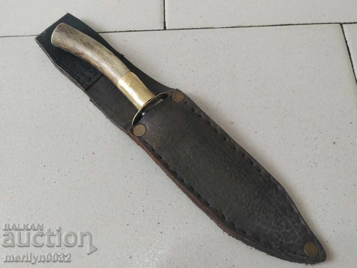 Hunting knife with sheath, deer antler handle - 6