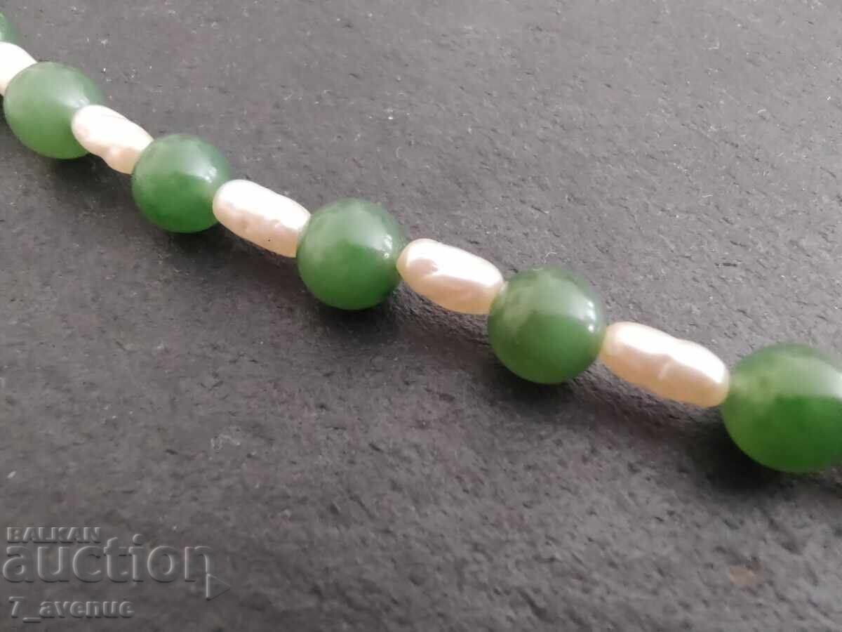 Necklace, natural Jade and natural Pearls 14.06.25 with price 99.00 BGN | € 50.62