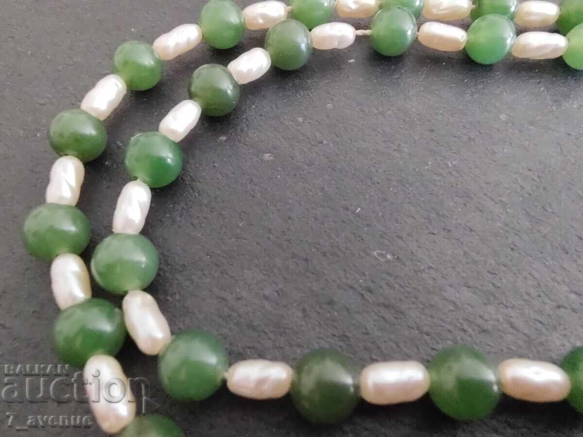 Auction  Necklace, natural Jade and natural Pearls 14.06.25