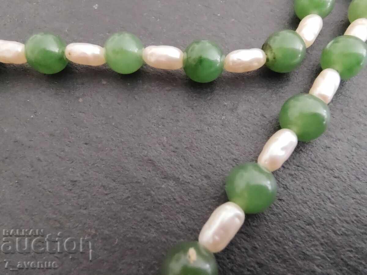 Necklace, natural Jade and natural Pearls 14.06.25 - 6