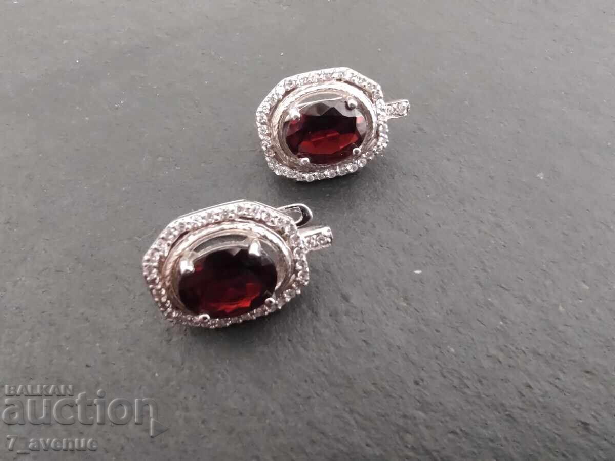 Earrings, silver, 925 silver with Garnet, designer, 14.06.25 with price 169.00 BGN | € 86.41