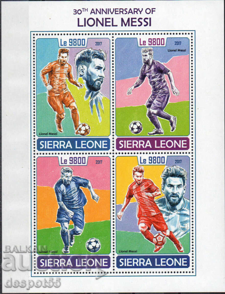 2017 Σιέρα Λεόνε. 30 χρόνια από τη γέννηση του Λιονέλ Μέσι. Μπλοκ