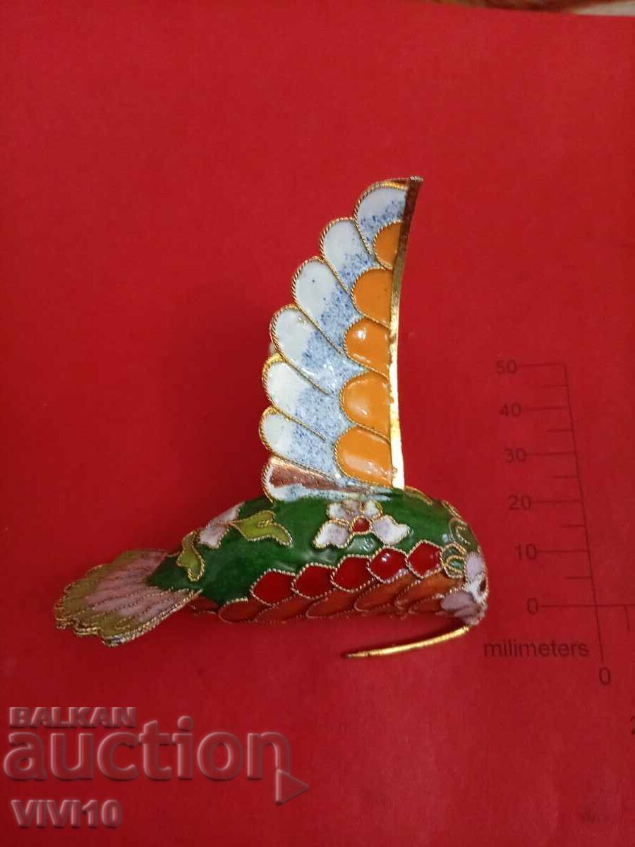 Figurină veche, bronz și email, cloisonné Figurină veche, bronz și email, cloisonné