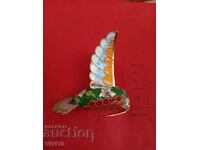 Figurină veche, bronz și email, cloisonné