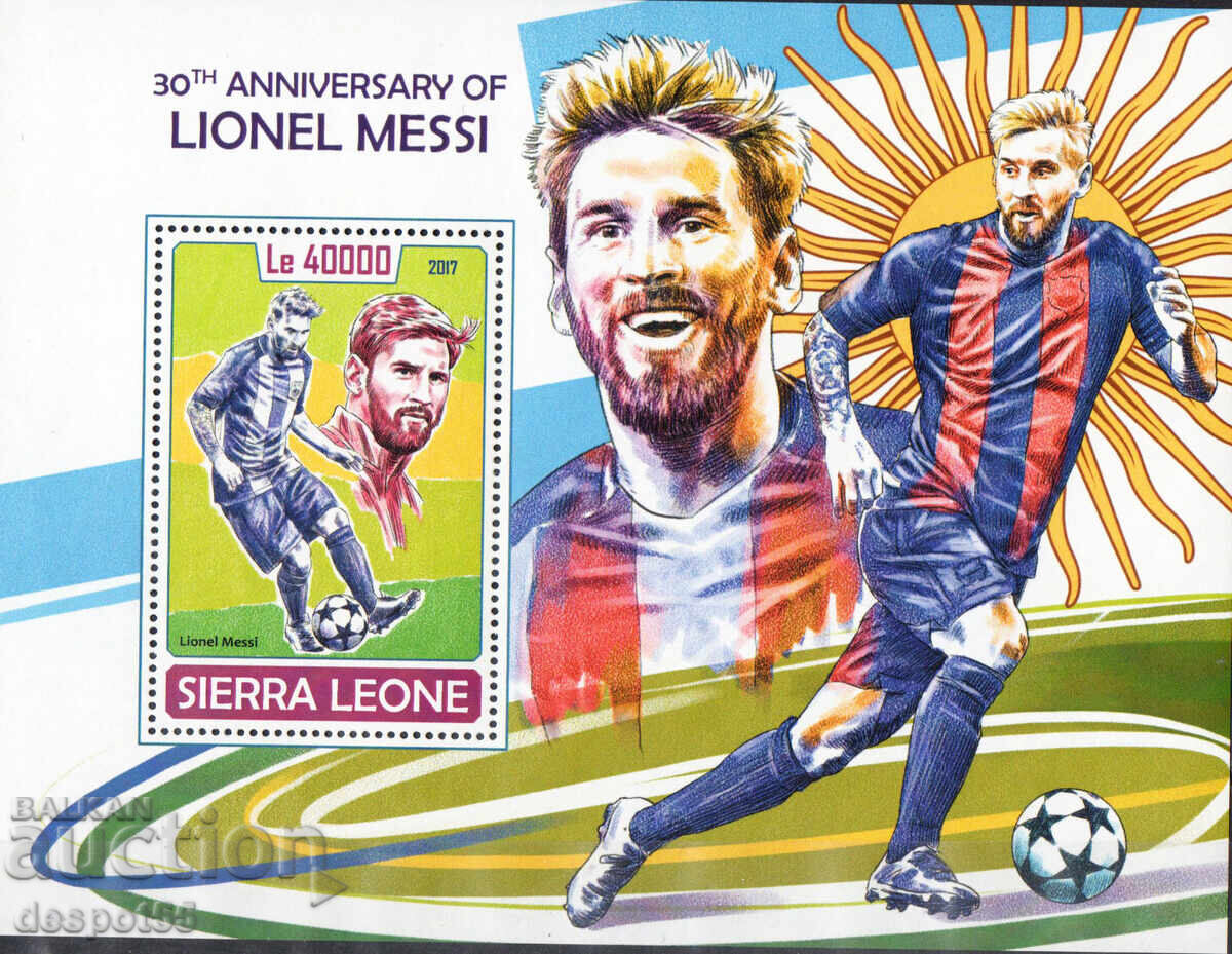 2017 Сиера Леоне. 30 год. от рождението на Лионел Меси. Блок 2017 Сиера Леоне. 30 год. от рождението на Лионел Меси. Блок