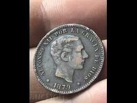 Spain 5 Centimos 1879 Alfonso XII