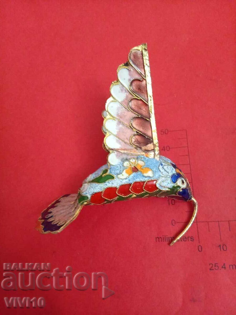 Figurină veche, bronz și email cloisonné Figurină veche, bronz și email cloisonné