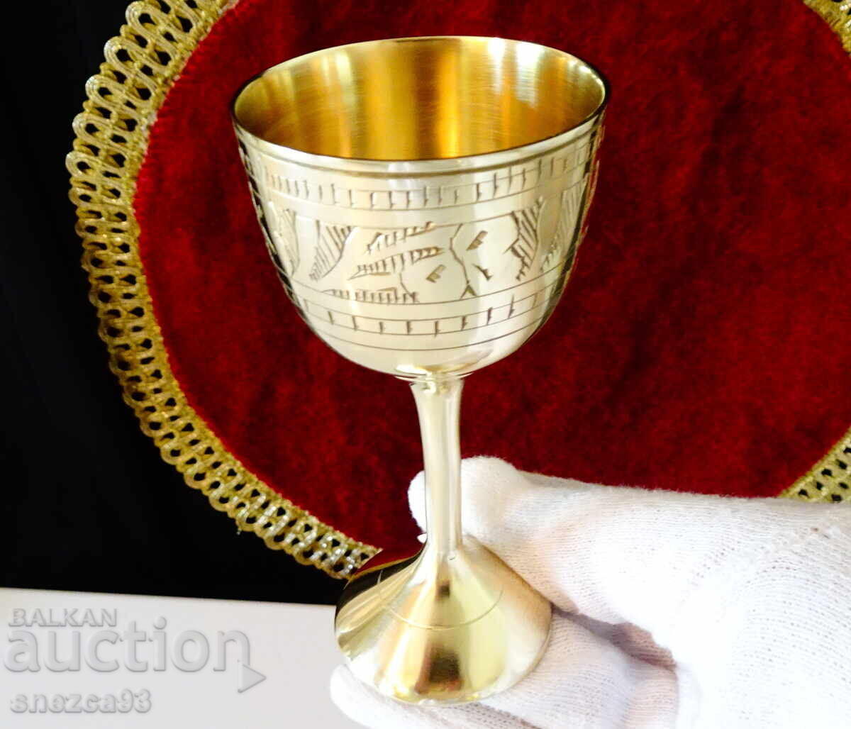 Χάλκινα φλιτζάνια για ρακή 100 ml, χαραγμένα, 3 τεμάχια - 5