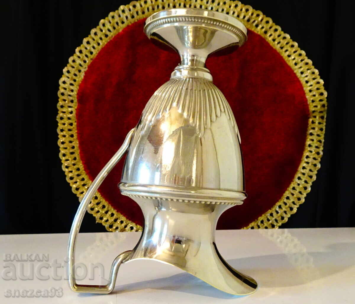 Посребрена кана за ракия,вино,стил Ампир. - 6
