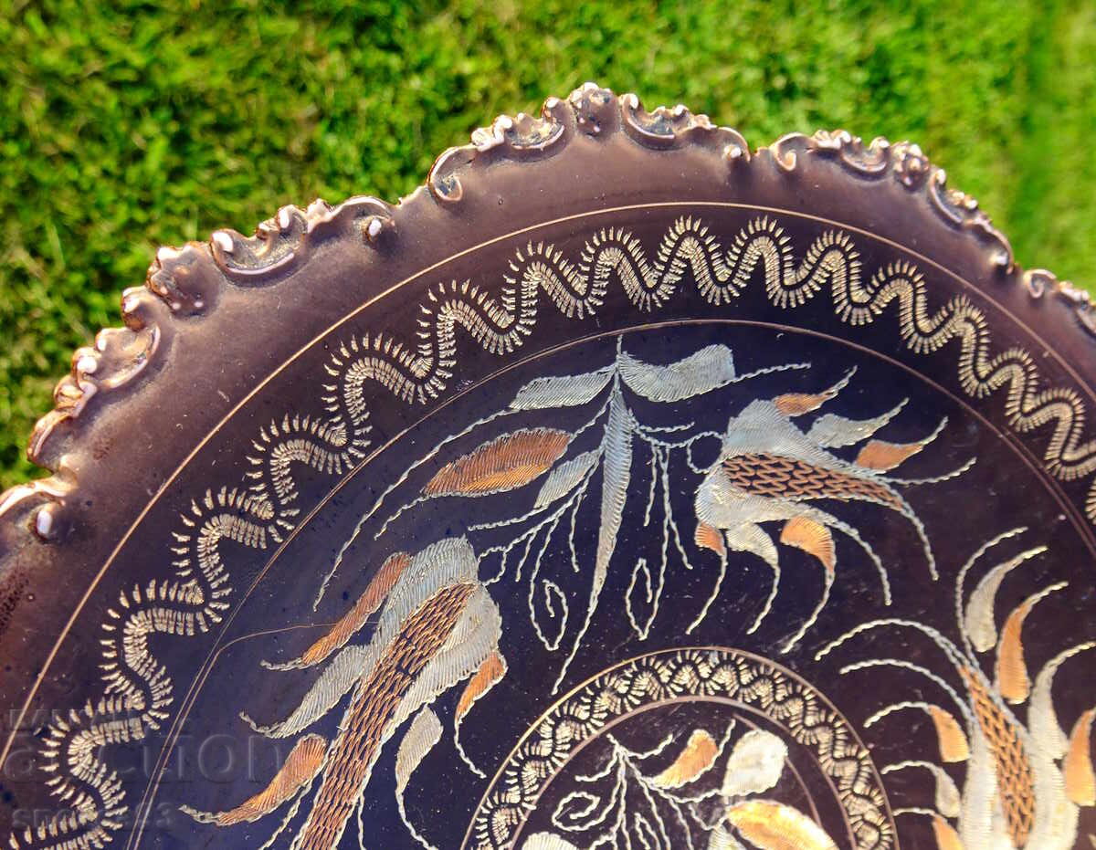 Δημοπρασία Γραπτό χάλκινο φρουτιέρα, κούπα, σε ποδαράκια