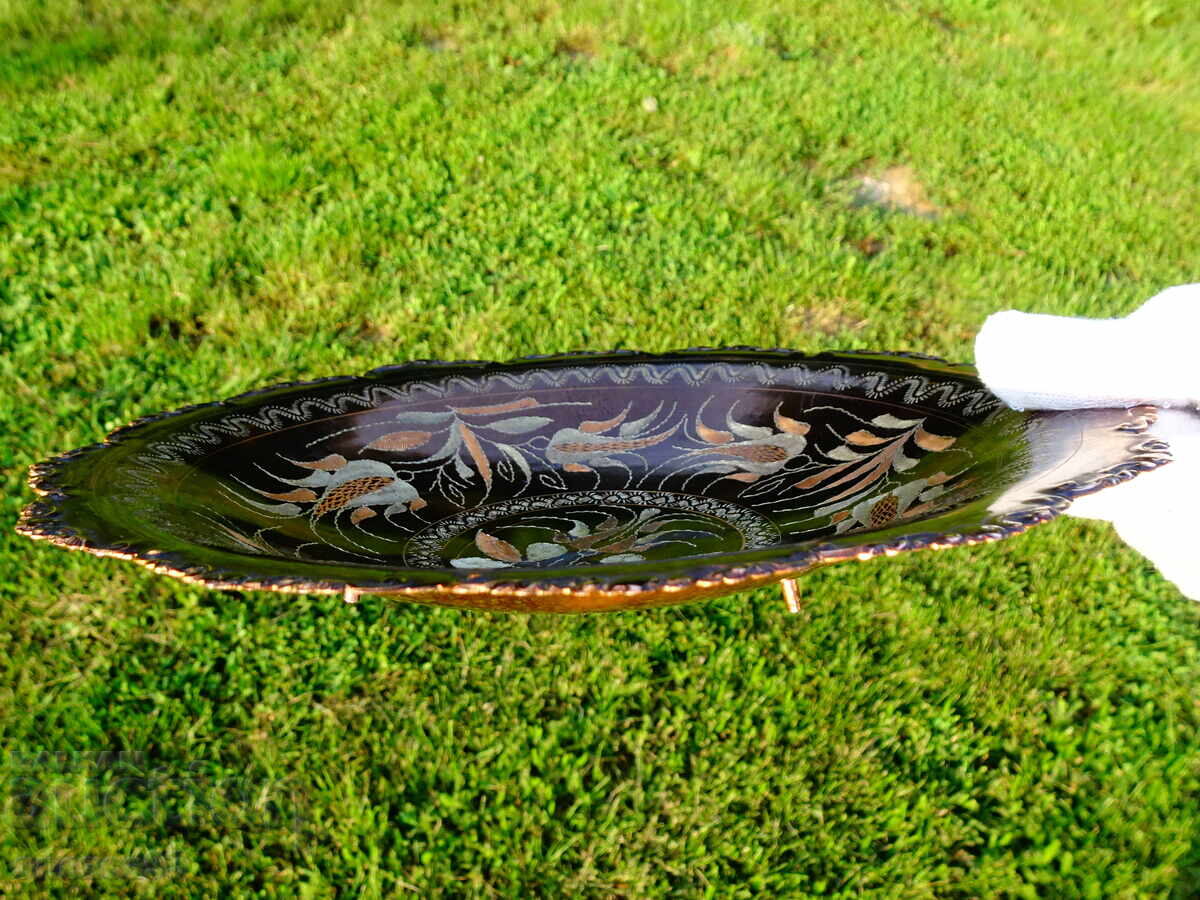 Γραπτό χάλκινο φρουτιέρα, κούπα, σε ποδαράκια - 5