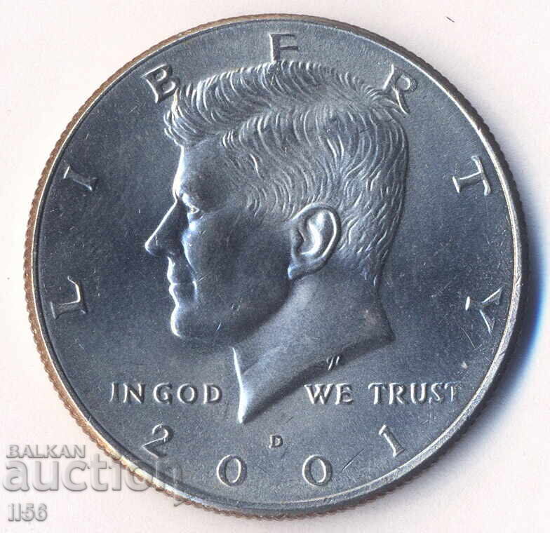 USA - 1/2 (half) dollar 2001 D - Kennedy, excellent with price 7.00 BGN | € 3.58