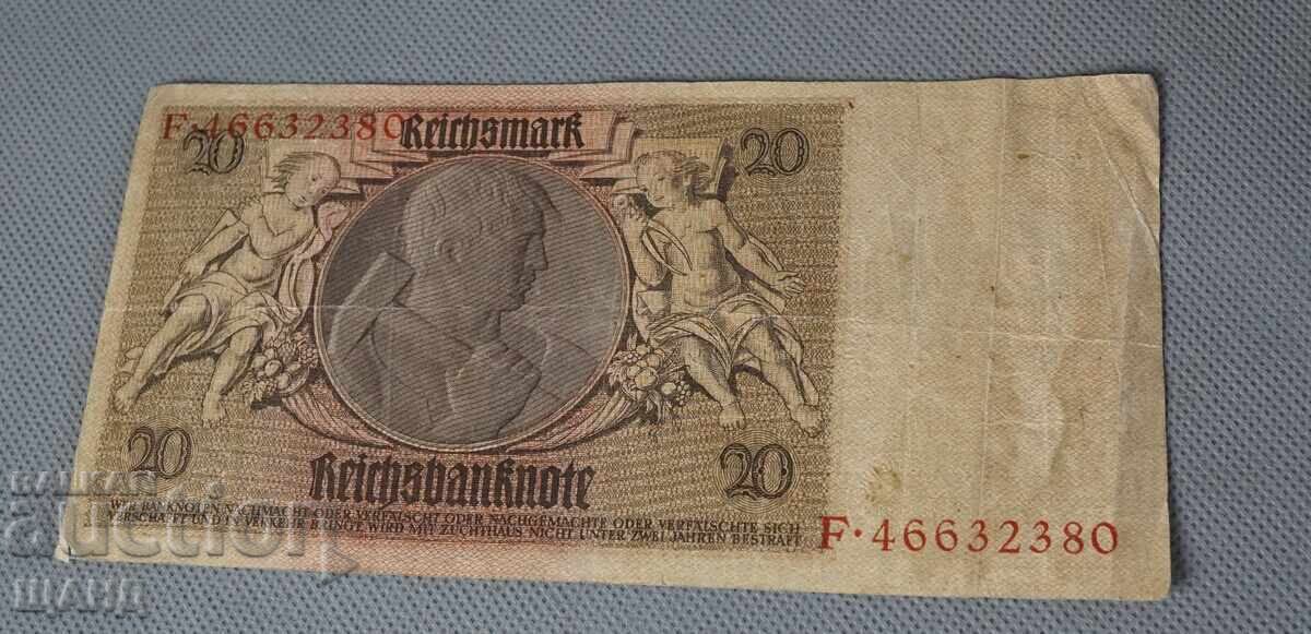 1929 German Banknote 20 Mark with price 5.00 BGN | € 2.56
