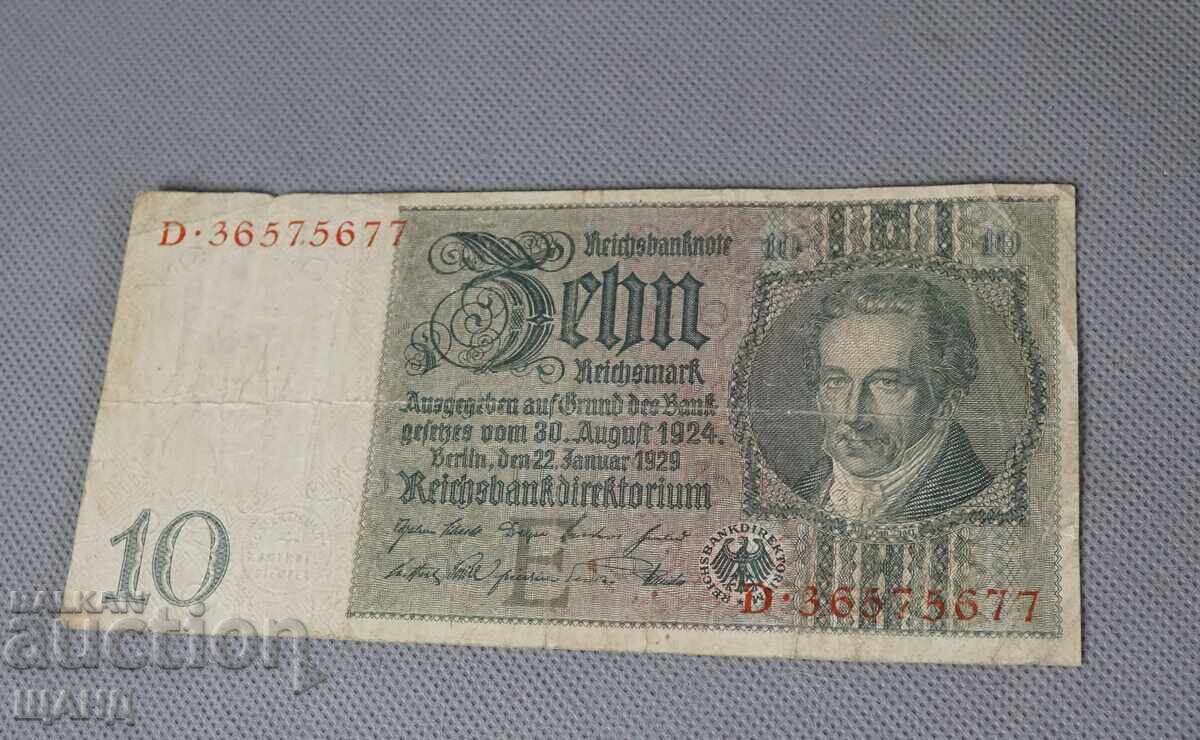 1929 Bancnotă germană 10 mărci 1929 Bancnotă germană 10 mărci