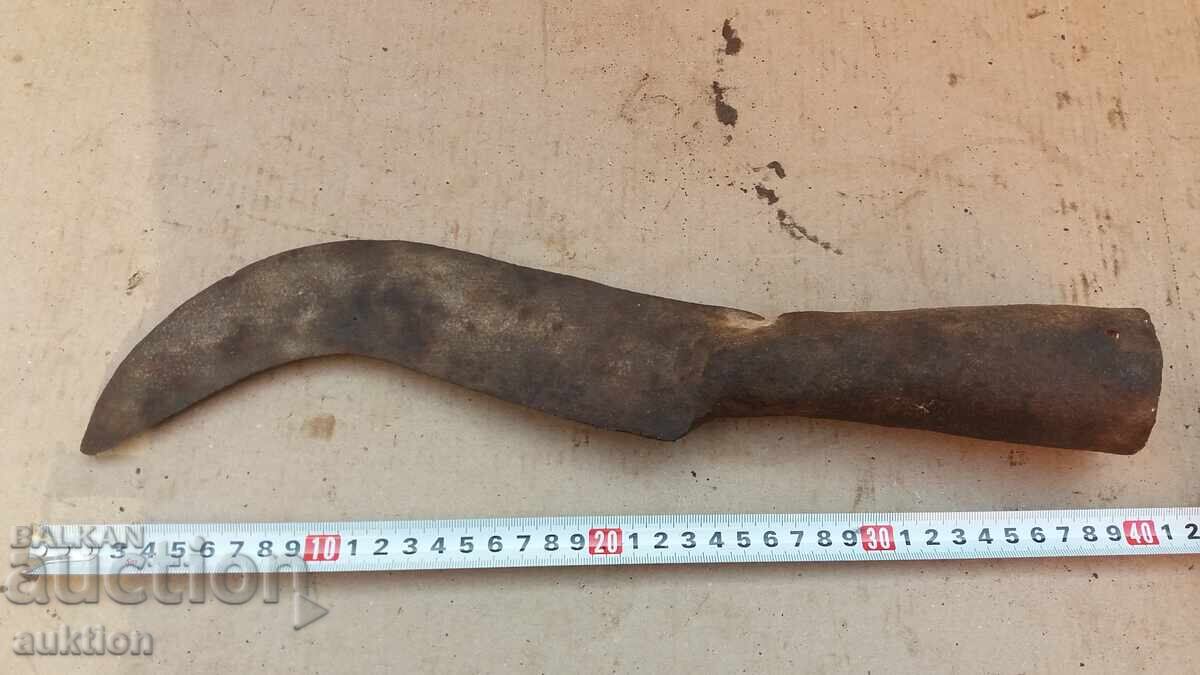 Παλαιό χειροποίητο σφυρήλατο δρεπάνι, σφυρήλατο σίδερο, μαχαίρι, μαχαίρι