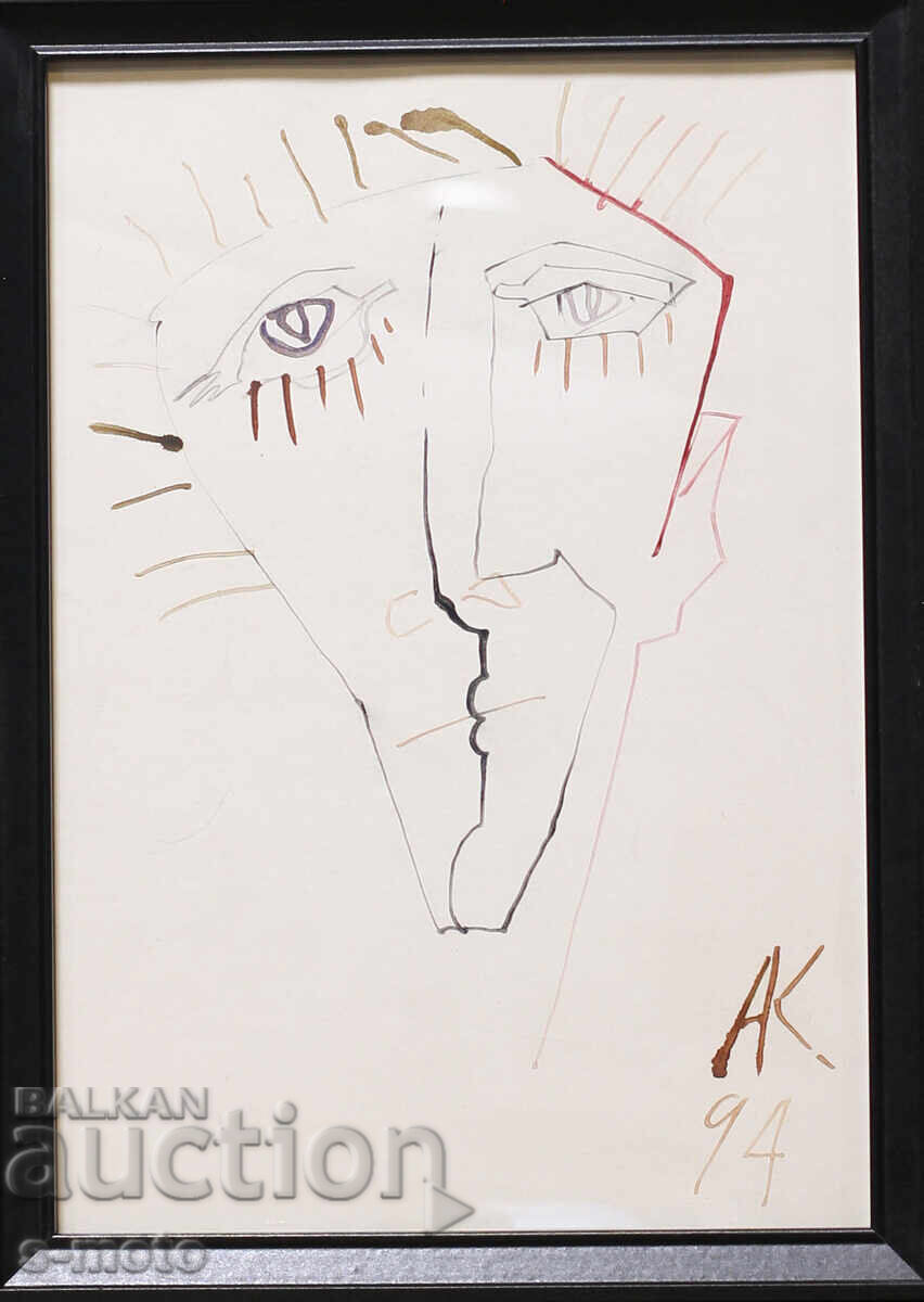 Atanas Kotsev (1957 - ) tablou acuarelă Portret cu preț 120.00 BGN | € 61.36