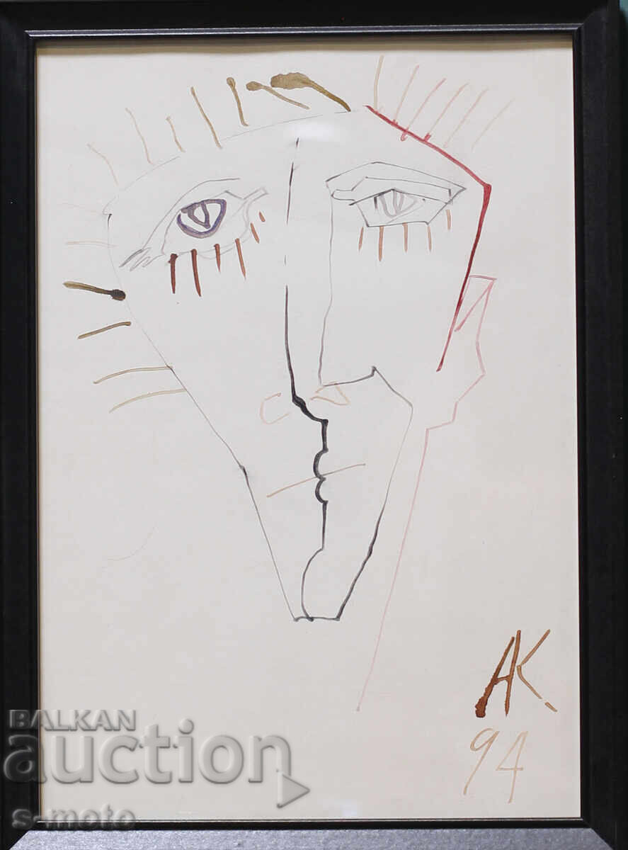 Atanas Kotsev (1957 - ) tablou acuarelă Portret