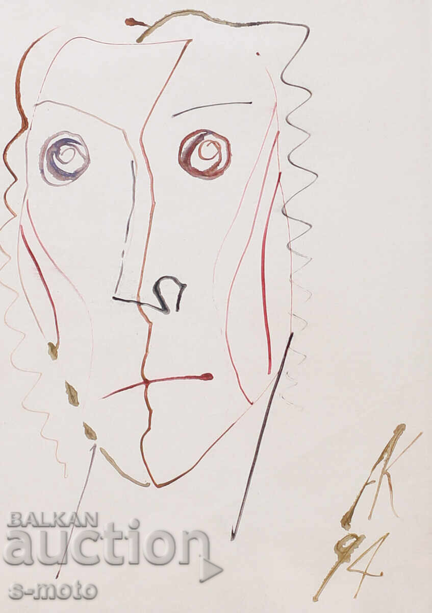 Atanas Kotsev (1957 - ) watercolor painting Portrait 1994 - 5