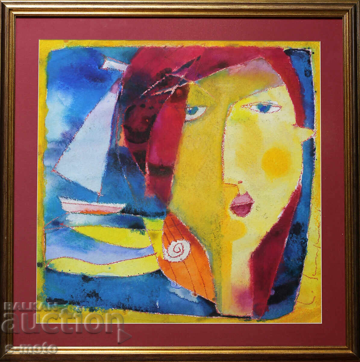 Vladimir Zapryanov, watercolor painting, abstract portrait with price 800.00 BGN | € 409.03
