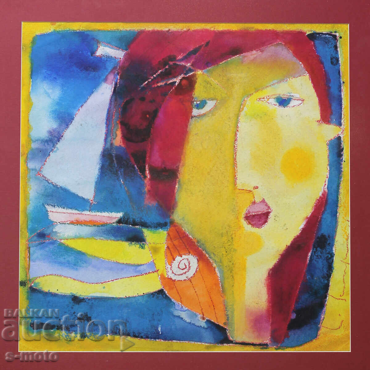 Auction  Vladimir Zapryanov, watercolor painting, abstract portrait